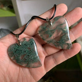 Green Quartz Heart Pendant Crystal Necklace for Women