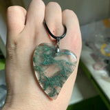 Green Quartz Heart Pendant Crystal Necklace for Women