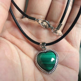 Natural Malachite Stone Heart Shape Pendant