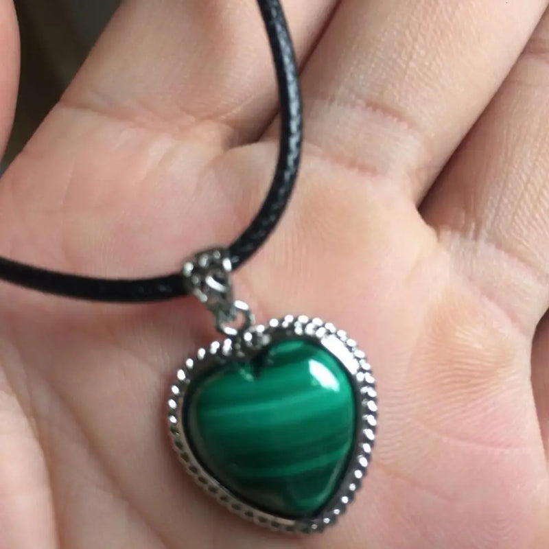 Natural Malachite Stone Heart Shape Pendant
