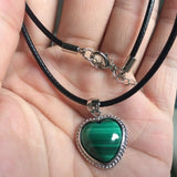 Natural Malachite Stone Heart Pendant Necklace