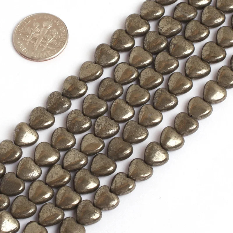 Natural Pyrite Stone Beads 15" Strand