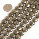 Natural Pyrite Stone Beads 15" Strand