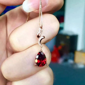 Heart Red Natural Garnet Necklace 925 Sterling Silver good cut