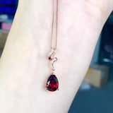 Heart Red Natural Garnet Necklace 925 Sterling Silver good cut
