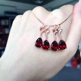 Heart Red Natural Garnet Necklace 925 Sterling Silver good cut