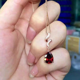 Heart Red Natural Garnet Necklace 925 Sterling Silver good cut