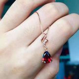Heart Red Natural Garnet Necklace 925 Sterling Silver good cut