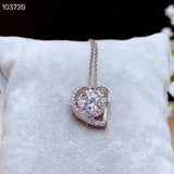 Heart Love Crackling Moissanite Pendant Necklace Silver Fine Jewelry