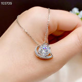 Heart Love Crackling Moissanite Pendant Necklace Silver Fine Jewelry