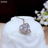 Heart Love Crackling Moissanite Pendant Necklace Silver Fine Jewelry