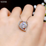 Heart Love Crackling Moissanite Pendant Necklace Silver Fine Jewelry