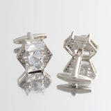 Hexagonal Rhinestone Zircon Silver Plated Cufflinks