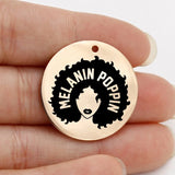 Melanin Poppin Afro Girl Round Disc 25mm Charms