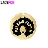 Melanin Poppin Afro Girl Round Disc 25mm Charms