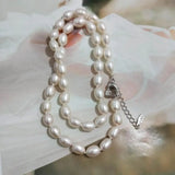 Rice Pearl Choker Necklace with Extension Clasp
