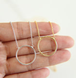 925 Silver Circle Necklace Dainty Design