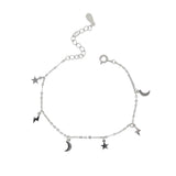 925 Sterling Silver Moon Star Lightning Charms Bracelet Minimal Delicate Jewelry