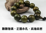 18mm Green Sandalwood Beaded Bracelet for Men Women