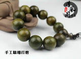 18mm Green Sandalwood Beaded Bracelet for Men Women