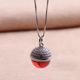 925 Silver Necklace Red Garnet Pendant Bohemia Natural Stone Women Jewelry