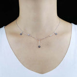 925 Silver Daisy Flower Charm Necklace CZ Paved Enamel Choker