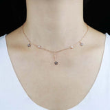 925 Silver Daisy Flower Charm Necklace CZ Paved Enamel Choker