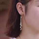 925 Sterling Silver Tassel Bead Earrings for Women Party Wedding Jewelry