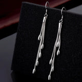 925 Sterling Silver Tassel Bead Earrings for Women Party Wedding Jewelry