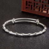 925 Silver Vintage Bamboo Bracelet Bangle for Women