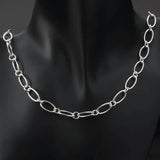 925 Silver Chain Necklace Bracelet Set, Circle Design Jewelry