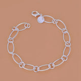 925 Silver Chain Necklace Bracelet Set, Circle Design Jewelry