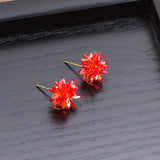 Antique Lycorisradiata Flower Ear Stud with Tassel Hanfu Earrings
