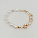 Baroque Pearl Bracelet, Freshwater Pearl Bracelet with 24k Plating Chain