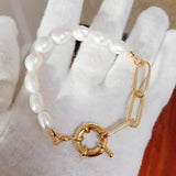 Baroque Pearl Bracelet, Freshwater Pearl Bracelet with 24k Plating Chain