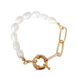 Baroque Pearl Bracelet, Freshwater Pearl Bracelet with 24k Plating Chain