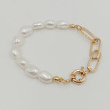 Baroque Pearl Bracelet, Freshwater Pearl Bracelet with 24k Plating Chain