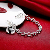 Heart Pendant Sterling Silver Bracelet for Women