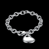 Heart Pendant Sterling Silver Bracelet for Women