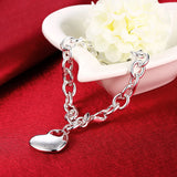 Heart Pendant Sterling Silver Bracelet for Women