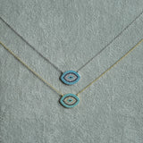 Evil Eye Micro Pave Lab CZ Silver Chain 925 Sterling Silver Necklace