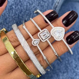 60mm Cz Heart Bangle Bracelet for Women