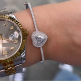 60mm Cz Heart Bangle Bracelet for Women