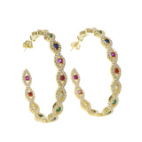 45mm Micro Pave Rainbow Evil Eye Hoop Earrings