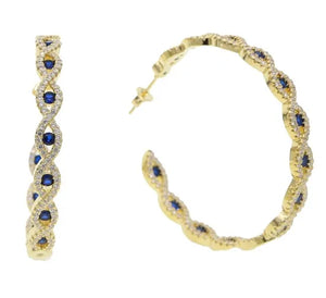 45mm Micro Pave Rainbow Evil Eye Hoop Earrings