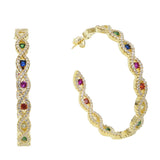 45mm Micro Pave Rainbow Evil Eye Hoop Earrings