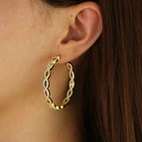 45mm Micro Pave Rainbow Evil Eye Hoop Earrings