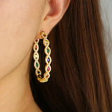 45mm Micro Pave Rainbow Evil Eye Hoop Earrings