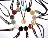 Tiger Eye Aventurine Quartz Crystal Hexagon Pendant DIY Jewelry Making Necklace