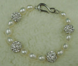 Freshwater Pearl Bracelet with Shambhala Beads
